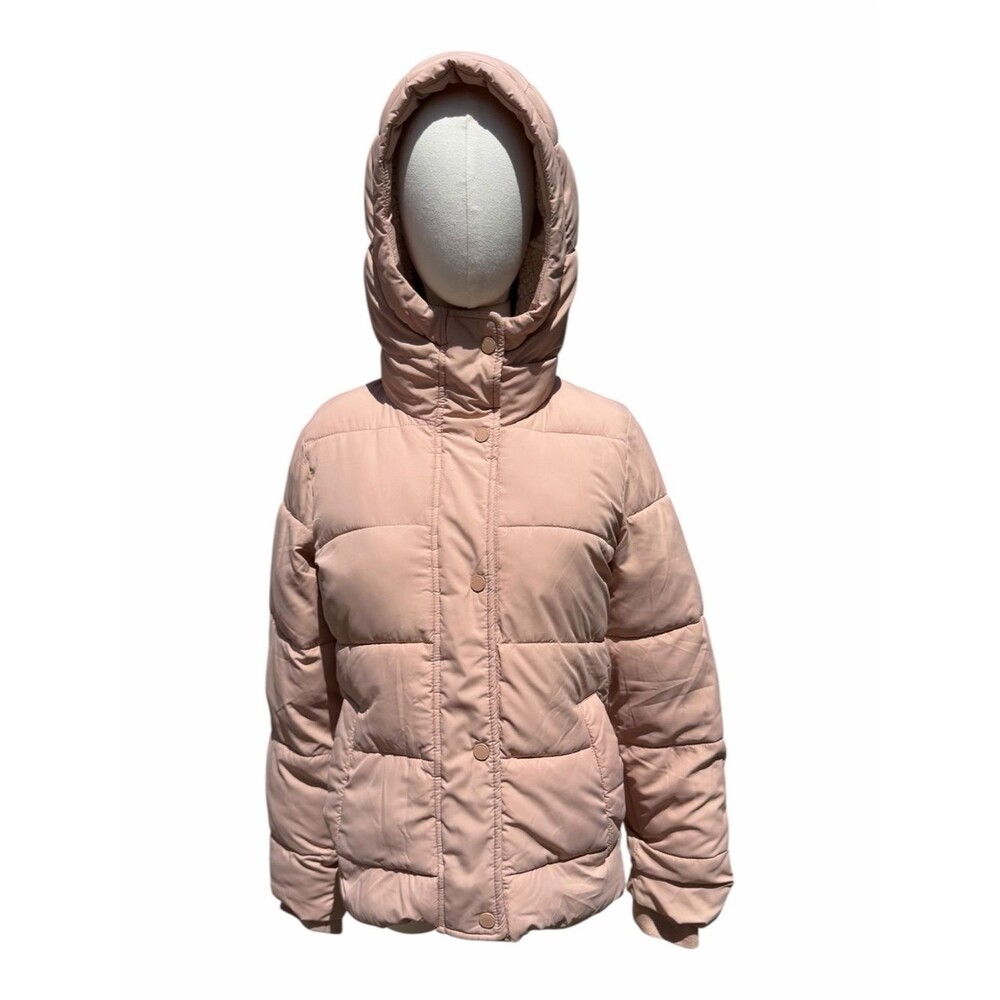 Abercrombie & Fitch Puffer Jacket Women’s S Blush Pink Hooded Sherpa Lined Cozy